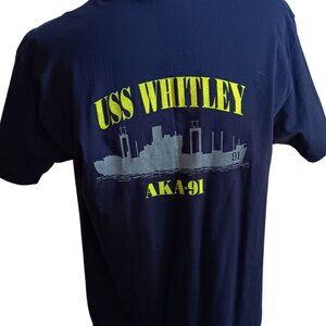 XL Vintage T-Shirt Single Stitch Mens 1990's USS Whitley AKA-91 Graphic  Navy